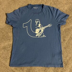 True Religion Half Buddha Horseshoe T Shirt Sz M Federal‎ Blue Crew Rare LE